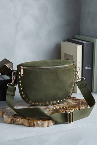 Carina Suede Studded Crossbody Bag: Olive - Shop Rust & Ruffles