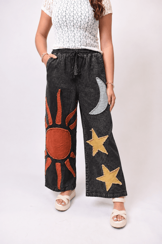 Celestial Wide Leg Pants in Black - Shop Rust & Ruffles