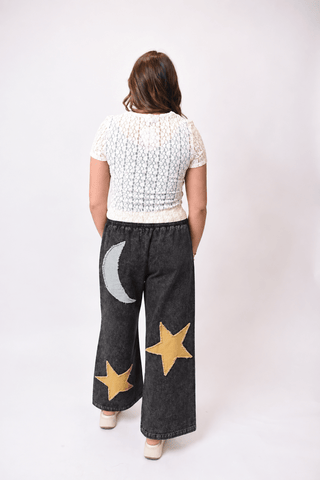 Celestial Wide Leg Pants in Black - Shop Rust & Ruffles