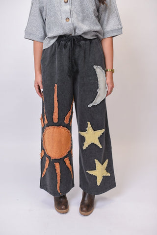 Celestial Wide Leg Pants in Black - Shop Rust & Ruffles