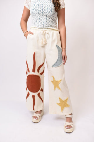 Celestial Wide Leg Pants in Cream - Shop Rust & Ruffles