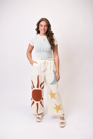 Celestial Wide Leg Pants in Cream - Shop Rust & Ruffles