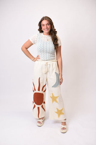 Celestial Wide Leg Pants in Cream - Shop Rust & Ruffles