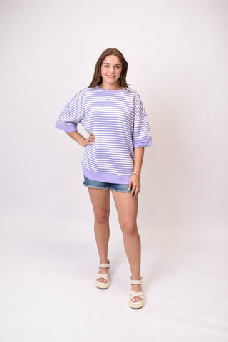 Closet Staple Tee in Lilac Stripes - Shop Rust & Ruffles