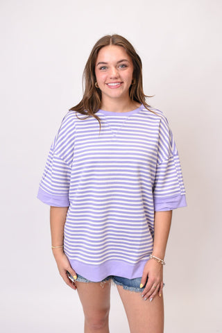 Closet Staple Tee in Lilac Stripes - Shop Rust & Ruffles