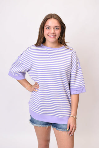Closet Staple Tee in Lilac Stripes - Shop Rust & Ruffles