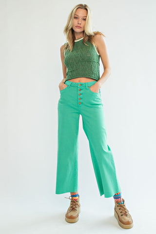 Hand It Off Wide Leg Pants--Clover Green