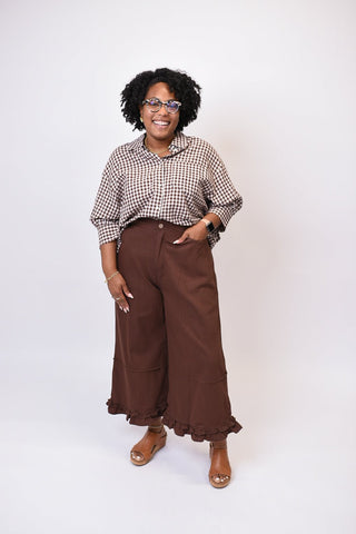 Cocoa Ruffle Wide Leg Pants - Shop Rust & Ruffles
