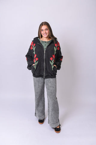 Coming Up Roses Hoodie in Black - Shop Rust & Ruffles