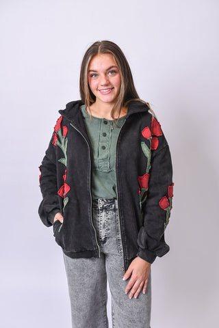 Coming Up Roses Hoodie in Black - Shop Rust & Ruffles