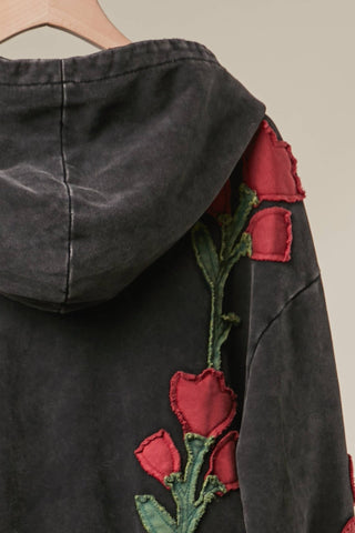 Coming Up Roses Hoodie in Black - Shop Rust & Ruffles
