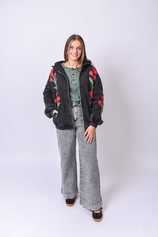 Coming Up Roses Hoodie in Black - Shop Rust & Ruffles