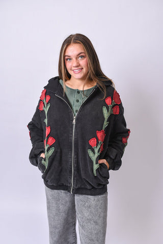 Coming Up Roses Hoodie in Black - Shop Rust & Ruffles