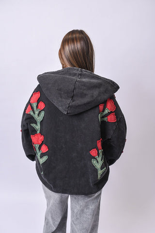 Coming Up Roses Hoodie in Black - Shop Rust & Ruffles