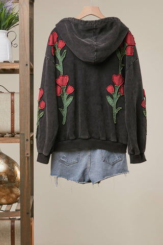 Coming Up Roses Hoodie in Black - Shop Rust & Ruffles