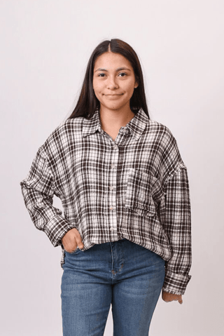 Country Mile Plaid Top in Brown - Shop Rust & Ruffles