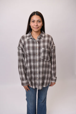 Country Mile Plaid Top in Brown - Shop Rust & Ruffles