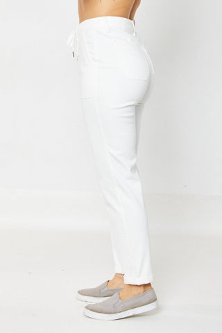 Cuffed Cutie White Judy Blue Joggers - Shop Rust & Ruffles