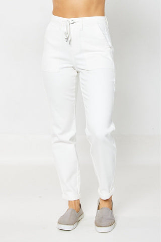 Cuffed Cutie White Judy Blue Joggers - Shop Rust & Ruffles