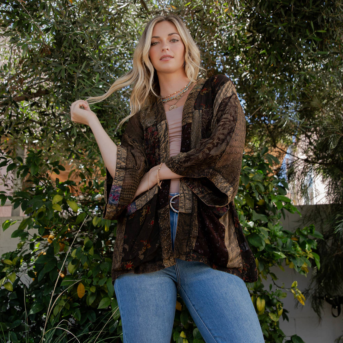 Patch Perfect Kimono in Amber