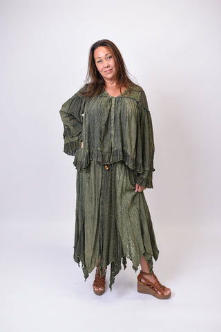 Daisy After Dark Maxi Skirt in Basil - Shop Rust & Ruffles