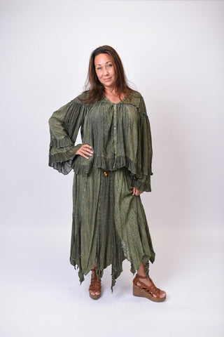 Daisy After Dark Maxi Skirt in Basil - Shop Rust & Ruffles