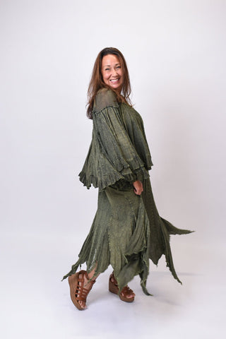 Daisy After Dark Maxi Skirt in Basil - Shop Rust & Ruffles