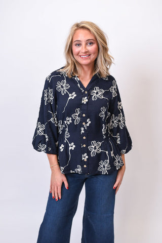 Daisy Chain Blouse in Midnight - Shop Rust & Ruffles