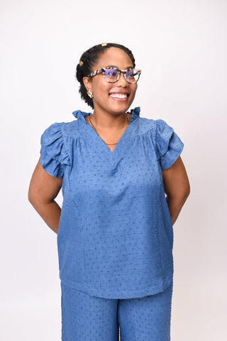 Denim Dot Daydream Blouse - Shop Rust & Ruffles
