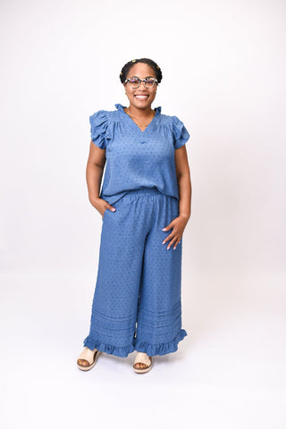 Denim Dot Daydream Ruffle Pants - Shop Rust & Ruffles