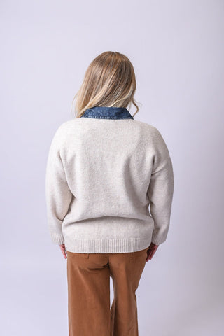 Denim Trim Boyfriend Cardigan - Shop Rust & Ruffles