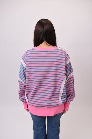 Don't Blink Pullover in Pink and Teal - Shop Rust & Ruffles
