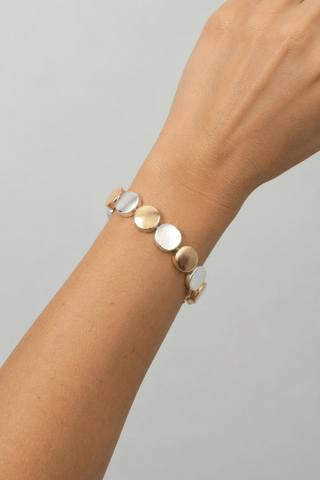 Dreamy Disk Stretch Bracelet: Gold + Silver - Shop Rust & Ruffles