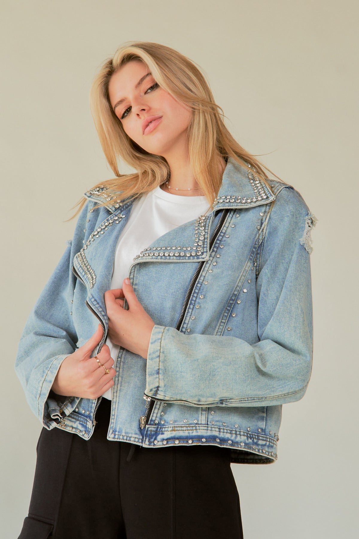 Amelia Rhinestone Denim Jacket