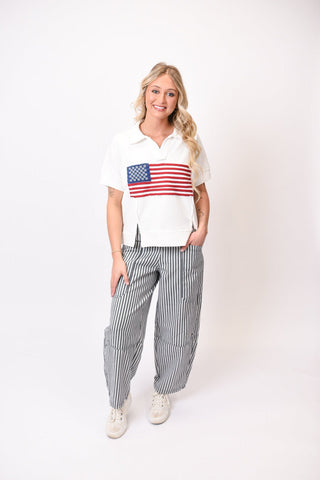 Easygoing Striped Barrel Pants - Shop Rust & Ruffles