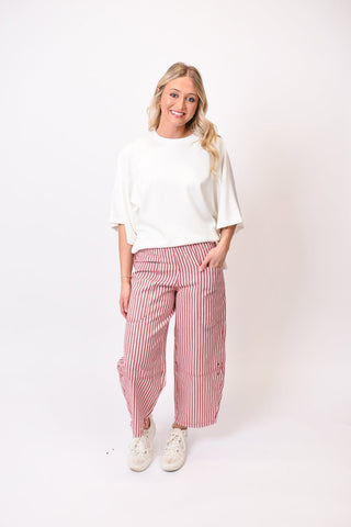 Easygoing Striped Barrel Pants - Shop Rust & Ruffles