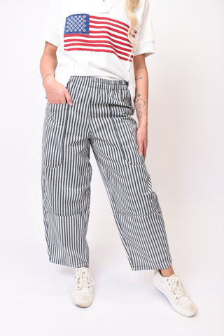 Easygoing Striped Barrel Pants - Shop Rust & Ruffles