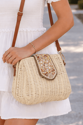 Ella Straw Crossbody Purse in Beige - Shop Rust & Ruffles