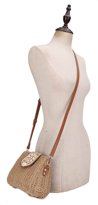 Ella Straw Crossbody Purse in Beige - Shop Rust & Ruffles