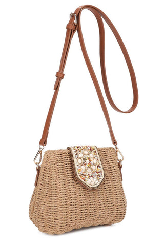 Ella Straw Crossbody Purse in Beige - Shop Rust & Ruffles