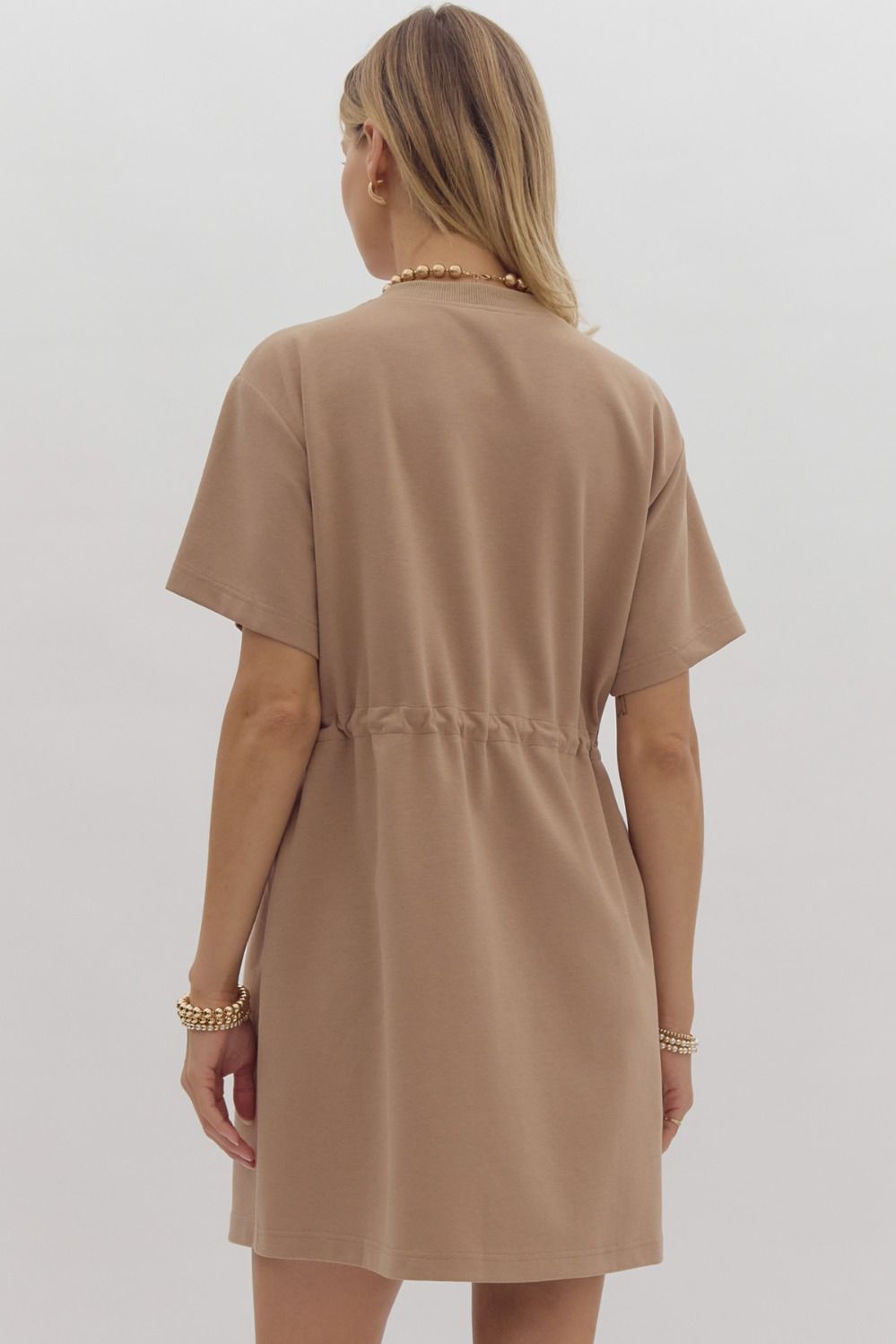 Amelia Chic Mini Dress in Mocha