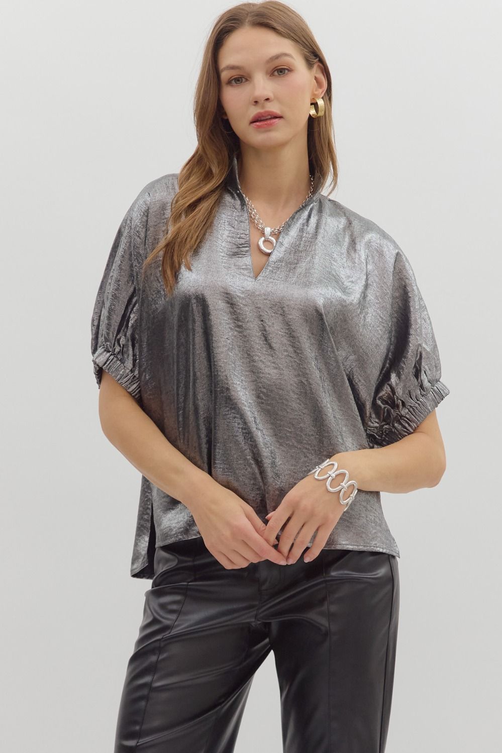 Almost Midnight Metallic Blouse