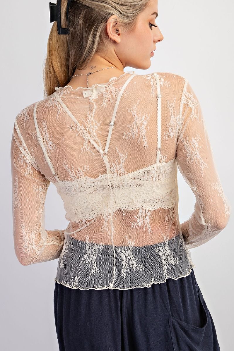 Here Come The Flowers Lace Top Ivory