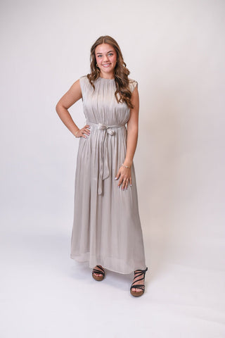 Evening Glow Maxi Dress in Silver - Shop Rust & Ruffles