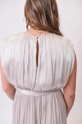 Evening Glow Maxi Dress in Silver - Shop Rust & Ruffles