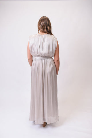 Evening Glow Maxi Dress in Silver - Shop Rust & Ruffles