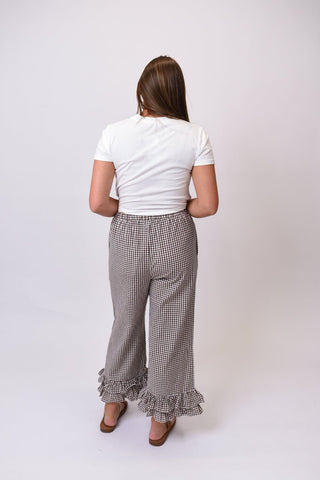 Expresso Gingham Ruffled Crop Pants - Shop Rust & Ruffles