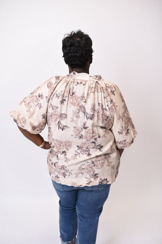 Faded Blooms 3/4 Sleeve Blouse - Shop Rust & Ruffles