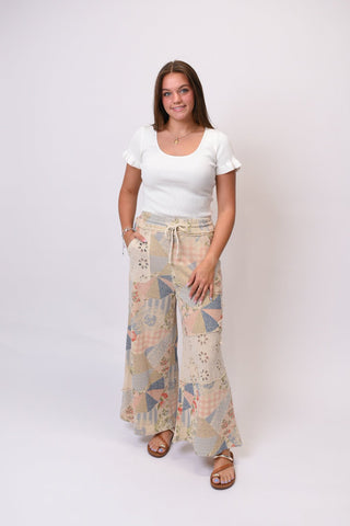 Farmhouse Floral Patchwork Pants - Shop Rust & Ruffles