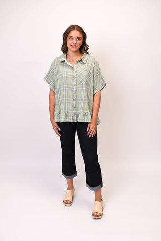 Farmhouse Ruffle Plaid Blouse - Shop Rust & Ruffles